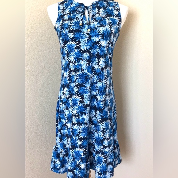 Sleeveless dress floral mini dress body con style keyhole chest no waste line - Picture 1 of 6